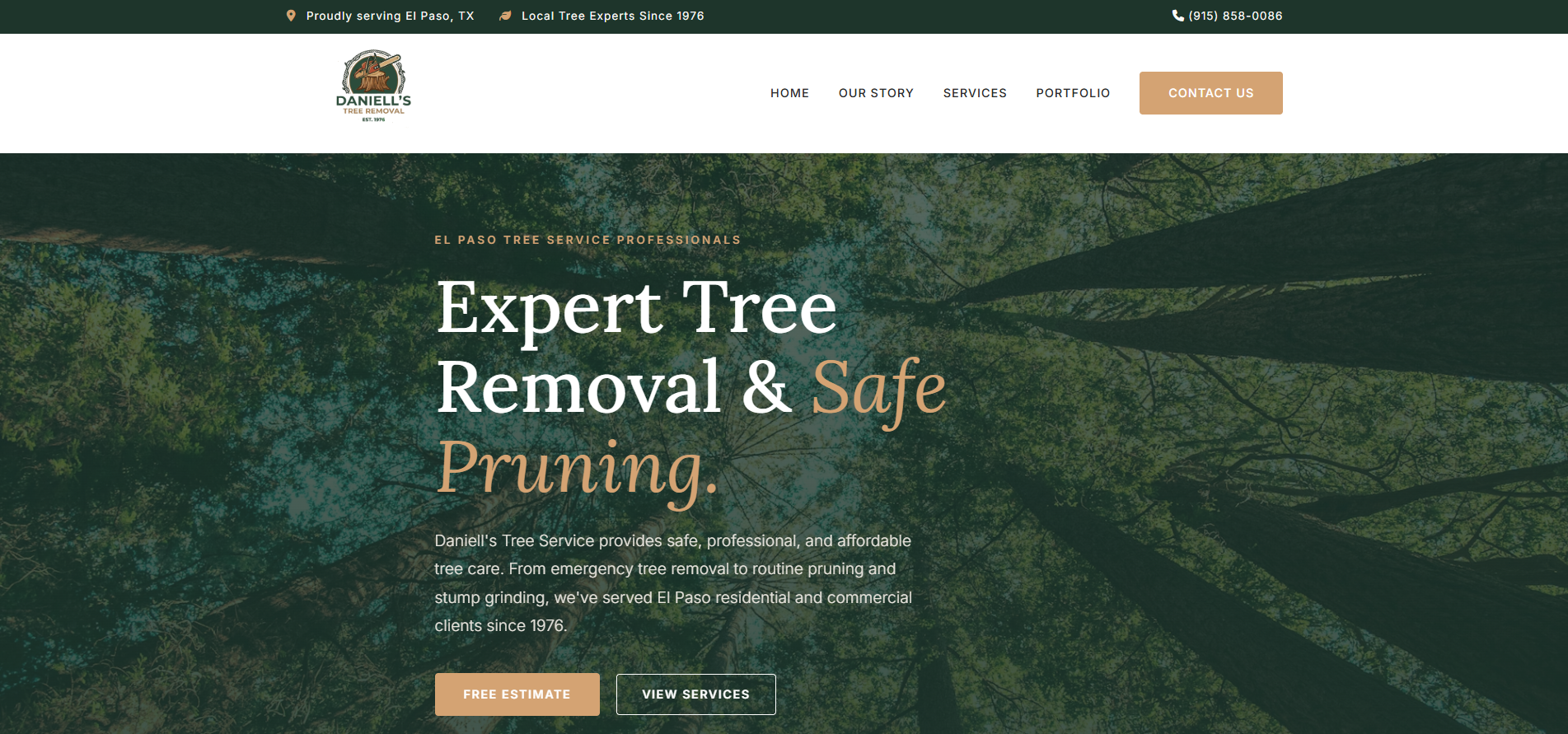 Daniell's Tree Removal Website Design