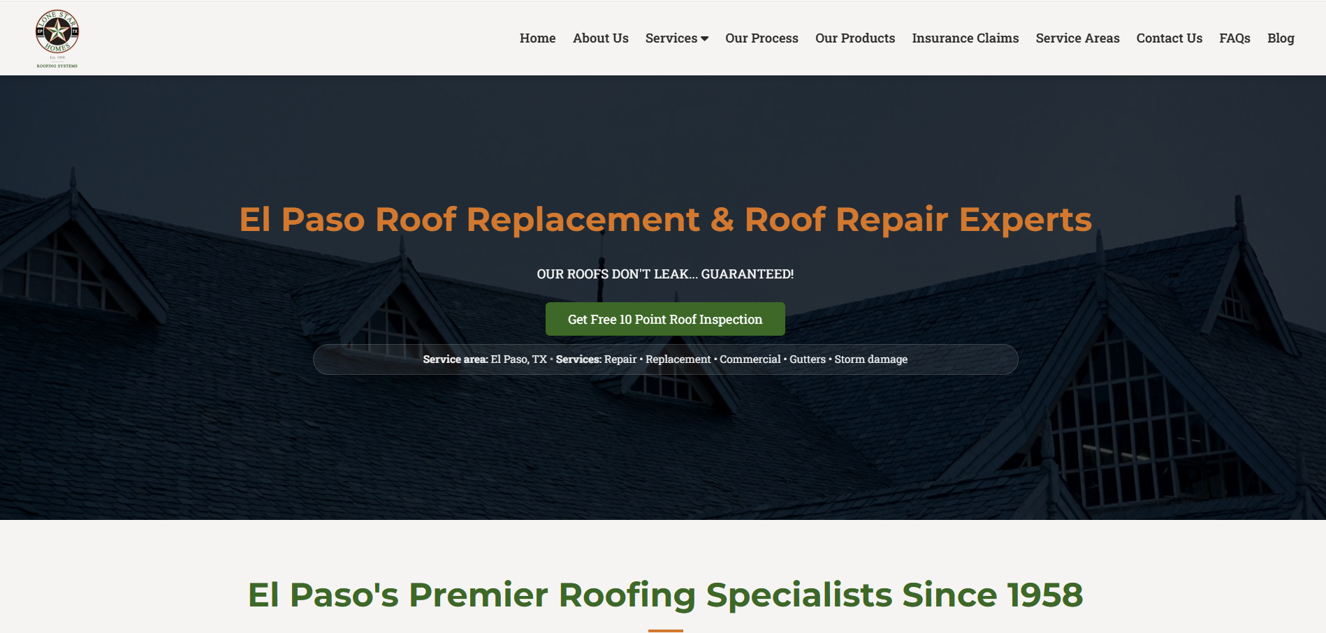 Roofing Repair El Paso Website Design