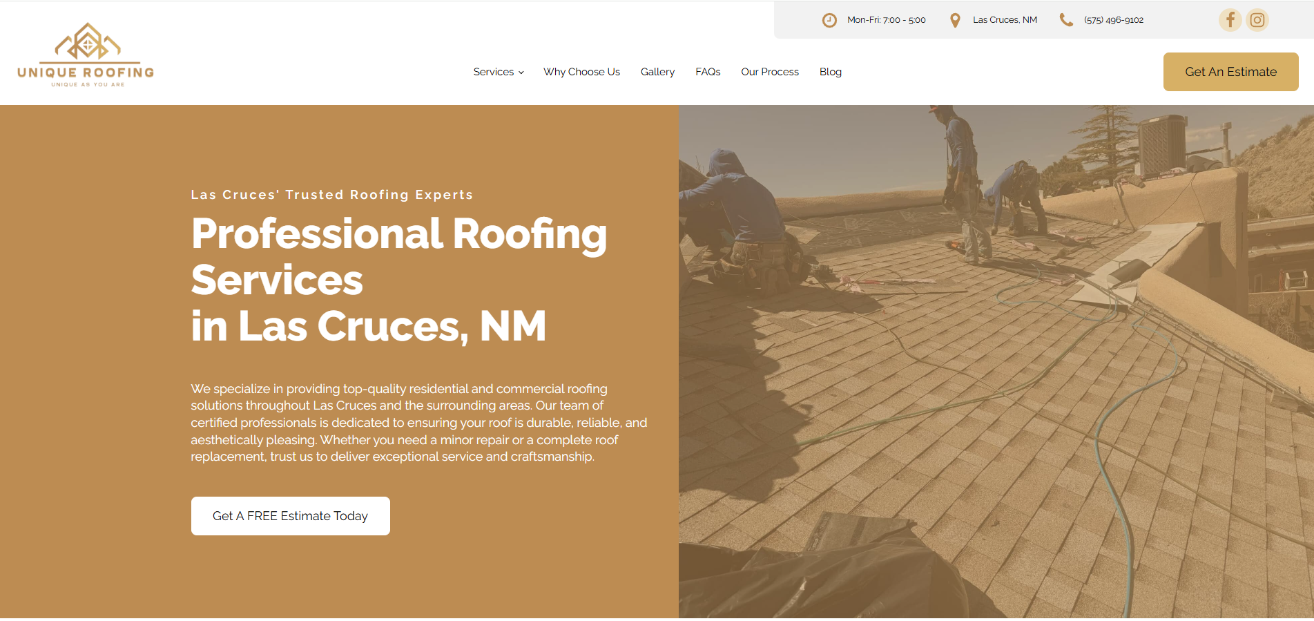 Unique Roofing NM Website Design